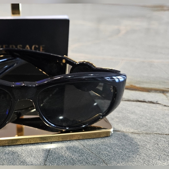 Versace Black Sunglasses with Gold Medusa Detail - Picture 12 of 15